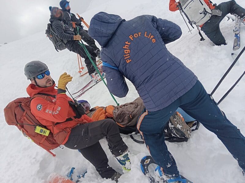 Evacuating an injured snowboarder from the Colorado backcountry.